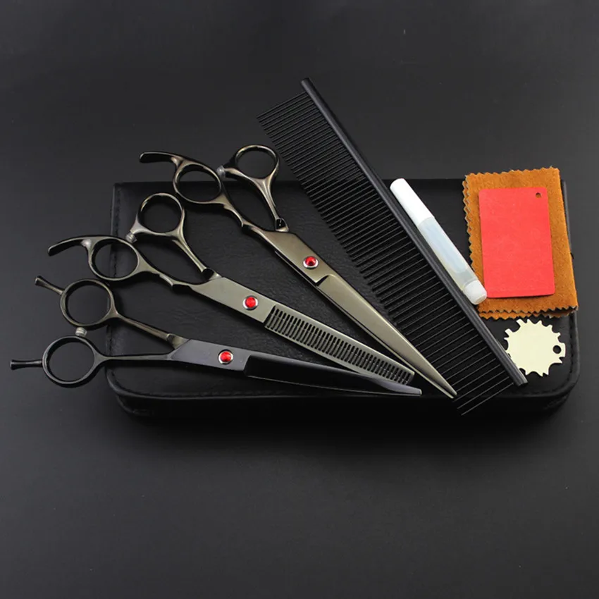 4 kit Professional japan pet 7 inch hot shears cutting hair scissors dog grooming clipper thinning barber hairdressing | Красота и