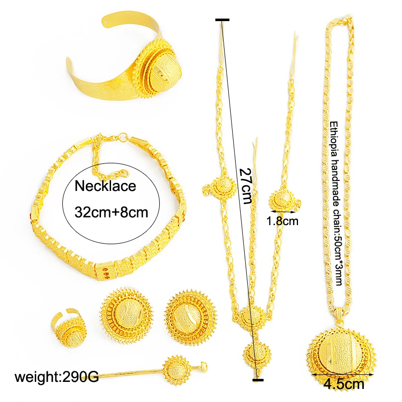 Женский комплект ювелирных украшений Ethlyn из колье и серёг золотого цвета с