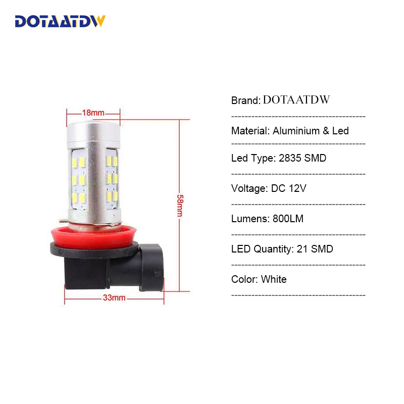DOTAATDW 2x H11 Светодиодный противотуманный светильник 9005 HB3 9006 HB4 для passat b7 21 шт. 2835 CREE