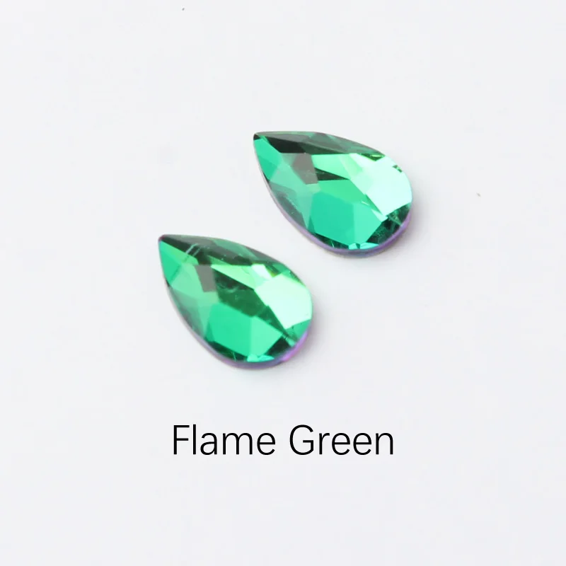 Flame Green Модный стиль 3D ногтей Стразы 5X8 мм Капля Flatback Стекло кристаллы Применение для ногтей DIY украшения Стразы - Цвет: Flame Green