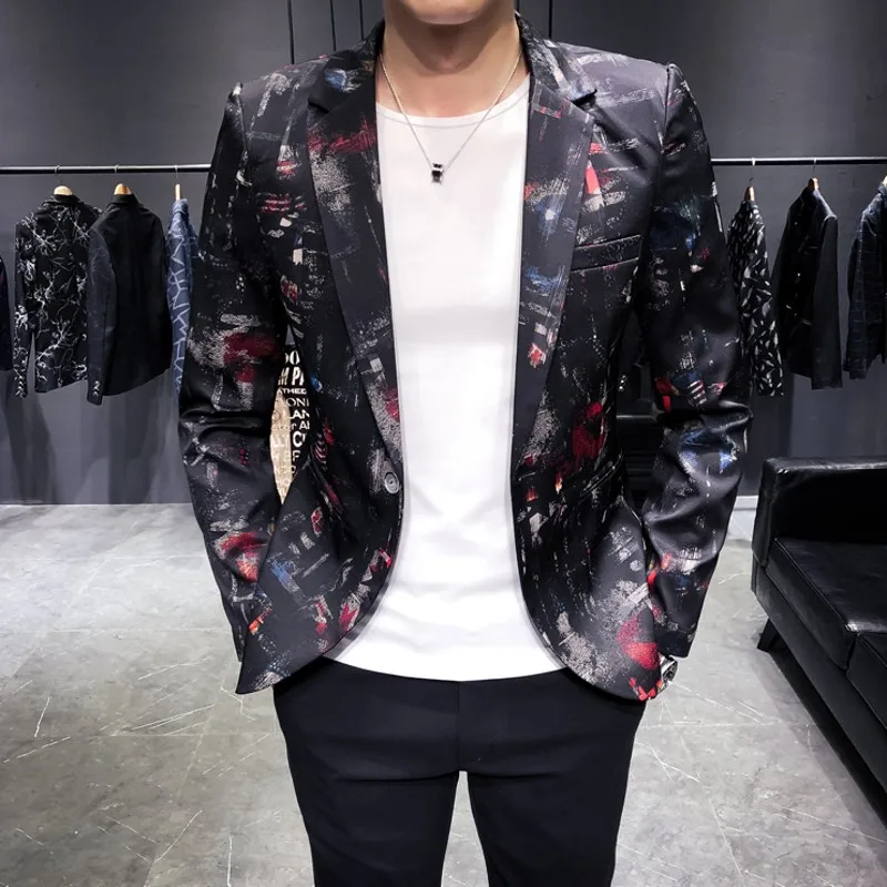 2019 новый дизайн блейзер для мужчин одна кнопка повседневное Slim Fit пиджаки Черный