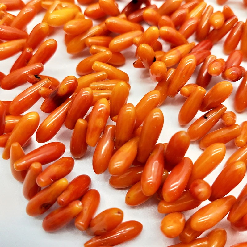 Shuangsheng 4*12mm Drop Orange Coral Beads Scattered beads For DIY Jewelry Necklace&ampbracelet Making 40cm | Украшения и