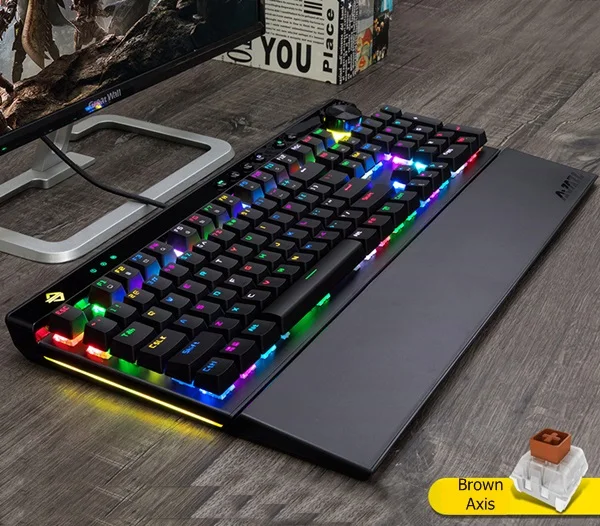 A-jazz AK45 111 ключ RGB полная версия USB Проводная Механическая клавиатура Черный Коричневый Красный Белый Коробка Механическая ось с двумя режимами ручки - Цвет: Black Brown Axis