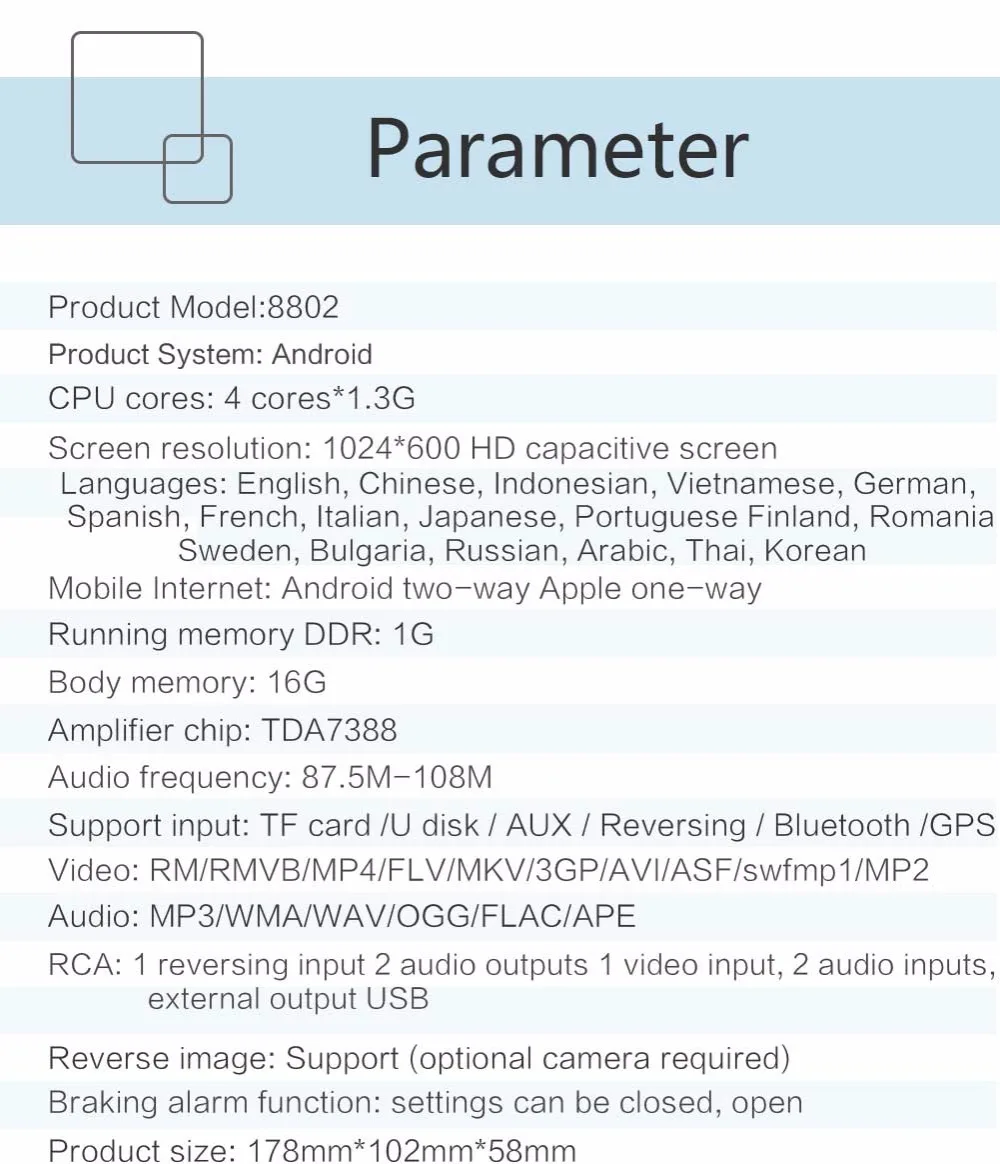 SWM 8802GPS радио автомобиль Android автомобильный аудио плеер зеркальная связь/Wifi 3g/USB/обратное изображение/рулевое колесо управление Handsfree Авторадио
