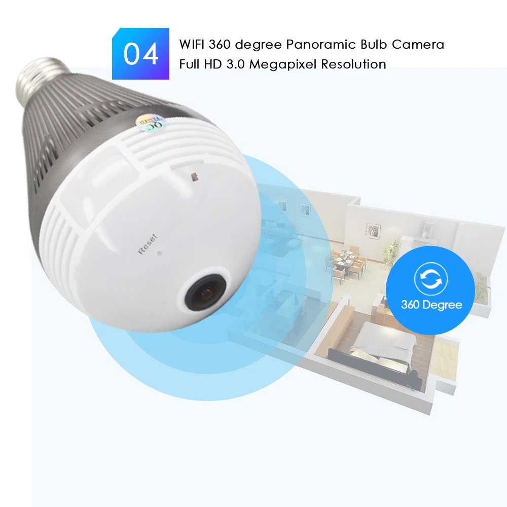 Купольная ip камера CTVMAN 360 960p 3 Мп 5 Full HD лампа рыбий глаз Wi Fi IP домашняя