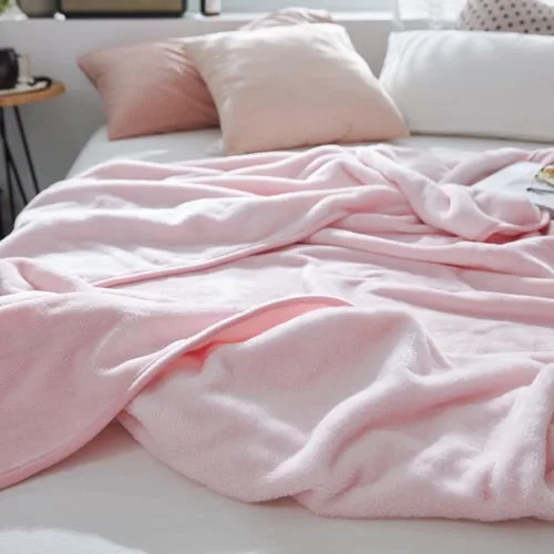 light pink Темнее серый черный сплошной цвет покрытый край Спальный Одеяло плоский лист на кровать/диван спальный взрослые покрывала 200x230 см - Цвет: light pink