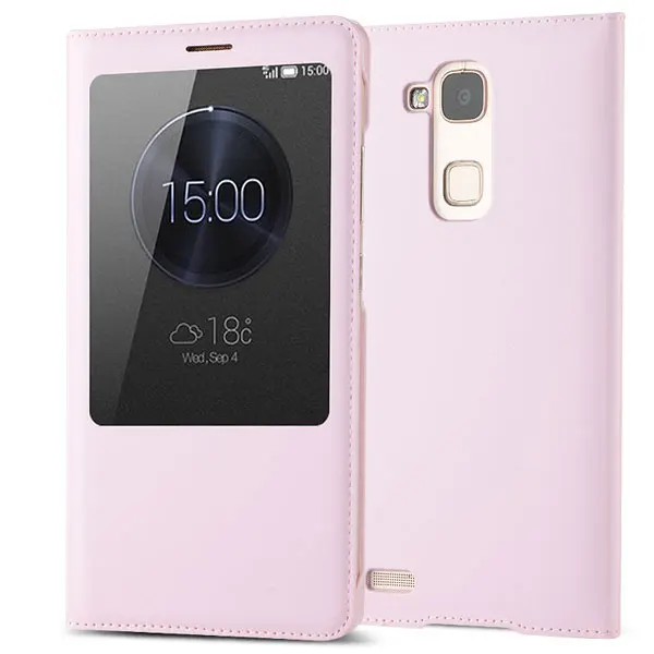 FDCWTS для huawei Ascend mate 7 Smart View функция автоматического сна функция рукав сумка кожаный чехол откидная крышка Подставка Кобура Оболочка - Цвет: Розовый