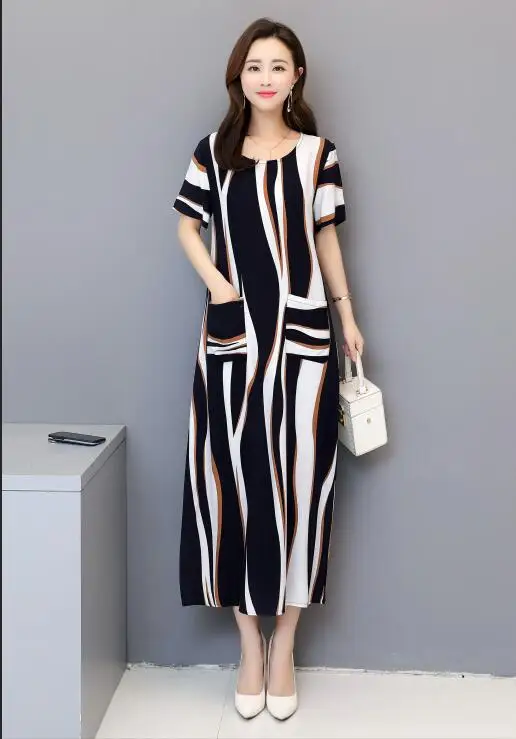 16 vestido de festa платье женское летнее Модное Новое Женское хлопковое Цветочное платье с круглым вырезом и коротким рукавом размера плюс - Цвет: 16