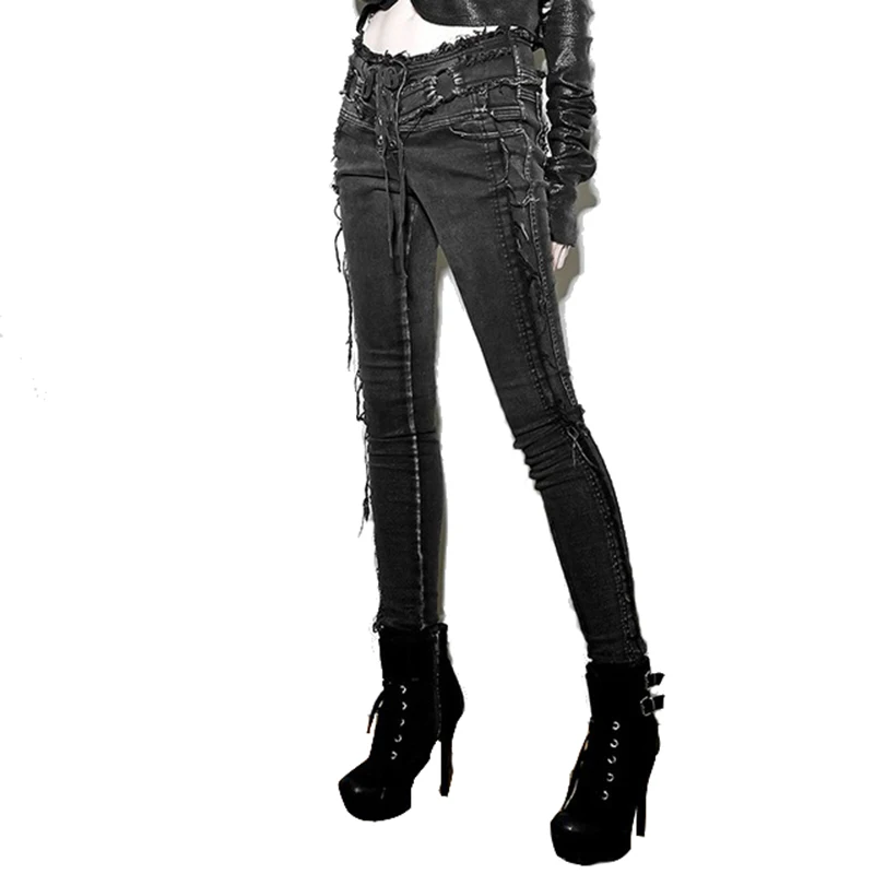 Джинсы женские облегающие в стиле панк повседневные винтажные моющиеся супер
