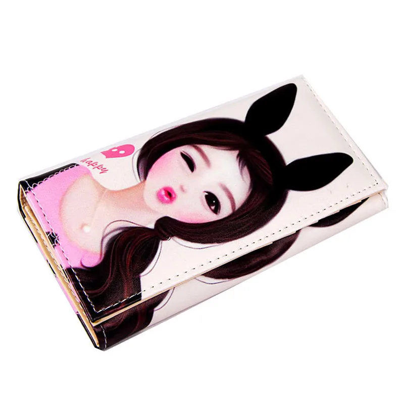 Женский кошелек с мультипликационным принтом Длинный на молнии отделением для