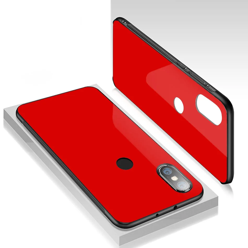 Red Олаф чехол из закаленного стекла для телефона для Xiao mi Red mi 5 Plus Red mi Note 5 6 Pro 7 Жесткий стеклянный чехол для Xiaomi mi 9 Se mi 8 mi 6 Чехол - Цвет: Red