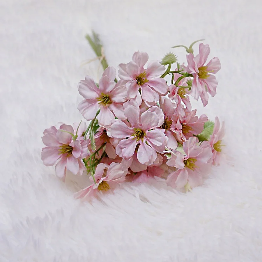 pink 6 шт. искусственная ромашка цветы Шелковые искусственные цветы Cerastium Tomentosums Искусственный Букет DIY украшения для домашней вечеринки дешевые цветы - Цвет: pink