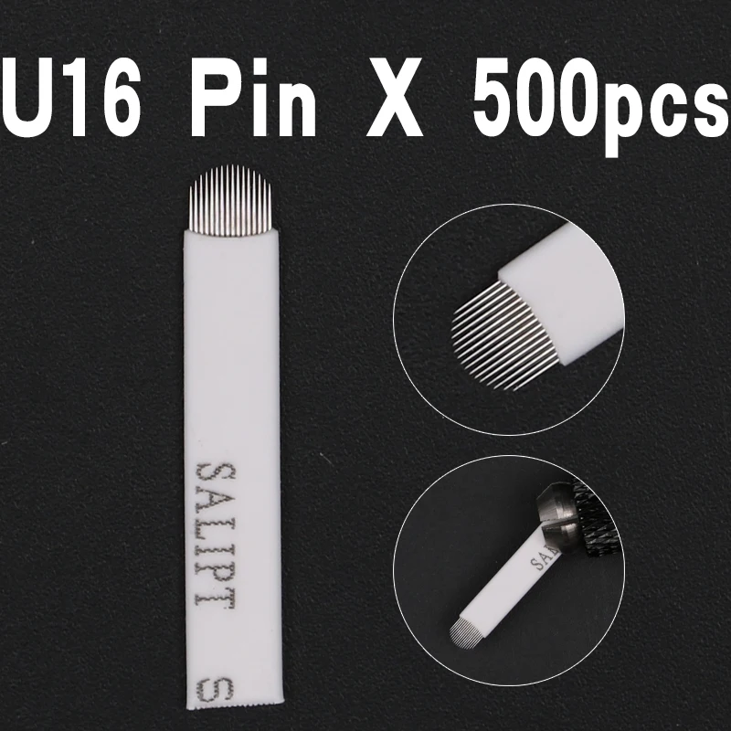 

500 PCS 16 Pin U Shape Tattoo Needles Permanent Makeup Eyebrow Embroidery Blade For Microblading Manual Tattoo Pen