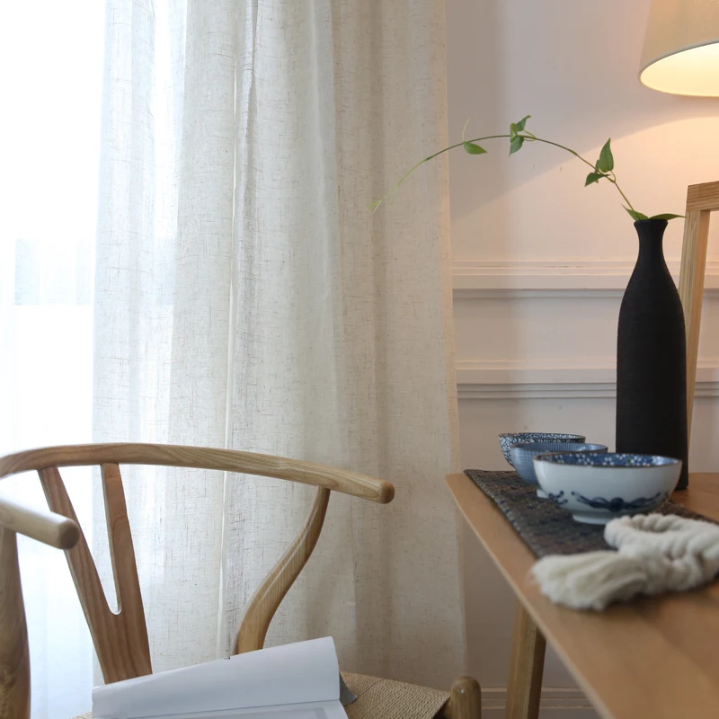 Новые Элегантные Современные однотонные шторы из искусственного льна для