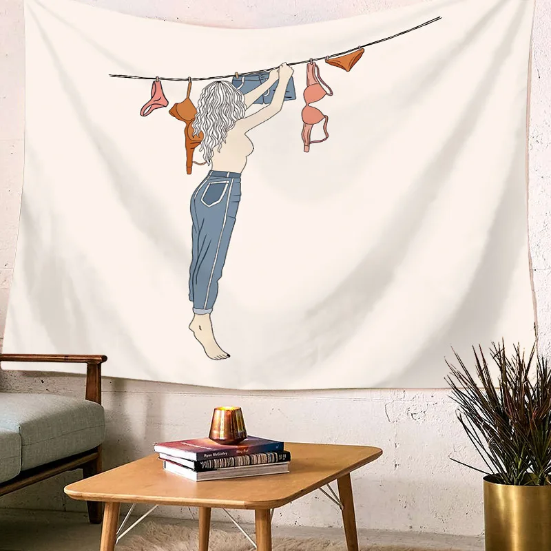 Белый и Черный абстрактный настенный гобелен мужская Дамская Художественная