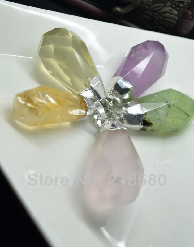H-RQP066 Mix граненые кристаллы цитрины розовый кварцевый кристалл Аметист подвеска