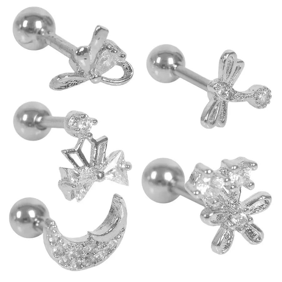 1 шт. хирургические Сталь без каблука в виде сердечка на спине ушной хрящ серьги