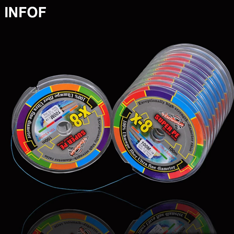 

INFOF Braided Fishing Line 100M 8 Stands Super Strong PE Line Multifilament 18Lbs-100Lbs para pesca tresse peche