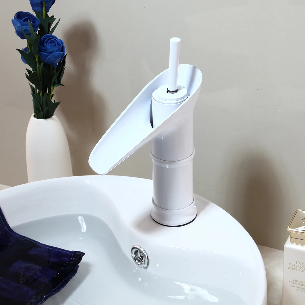KEMAIDI Bathroom Faucet Waterfall Wash Basin Sink Tap Water Mixer White Painting Wine Glass Design | Обустройство дома