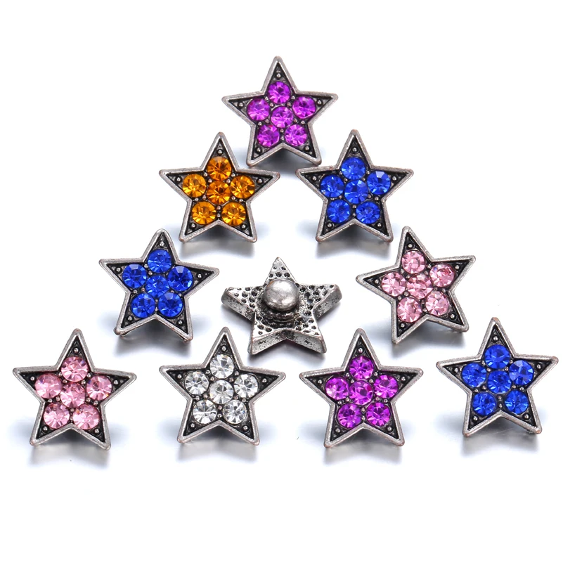 10 шт./лот Новое поступление 12 мм кнопки ювелирные изделия стразы стиль пять звезд