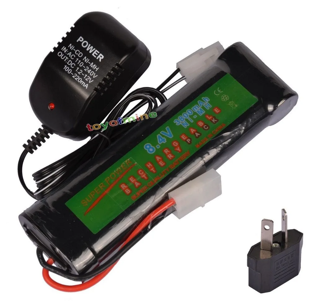 8.4V 3800mAh NiMH Rechargeable Battery Pack For RC Airsoft + Charger Best Price US/ EU/AU/UK Plug Adapter | Электроника