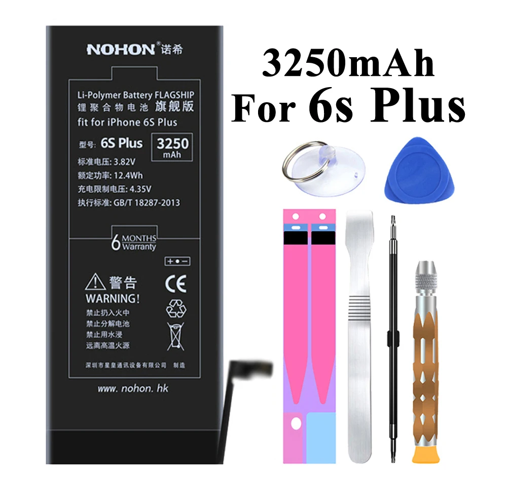 Nohon Аккумулятор для iPhone 6s Plus 6s/6s P 6s Plus встроенный литий-полимерный аккумулятор емкостью 1715-3480 мАч для Apple iPhone 6s Plus аккумулятор+ Инструменты