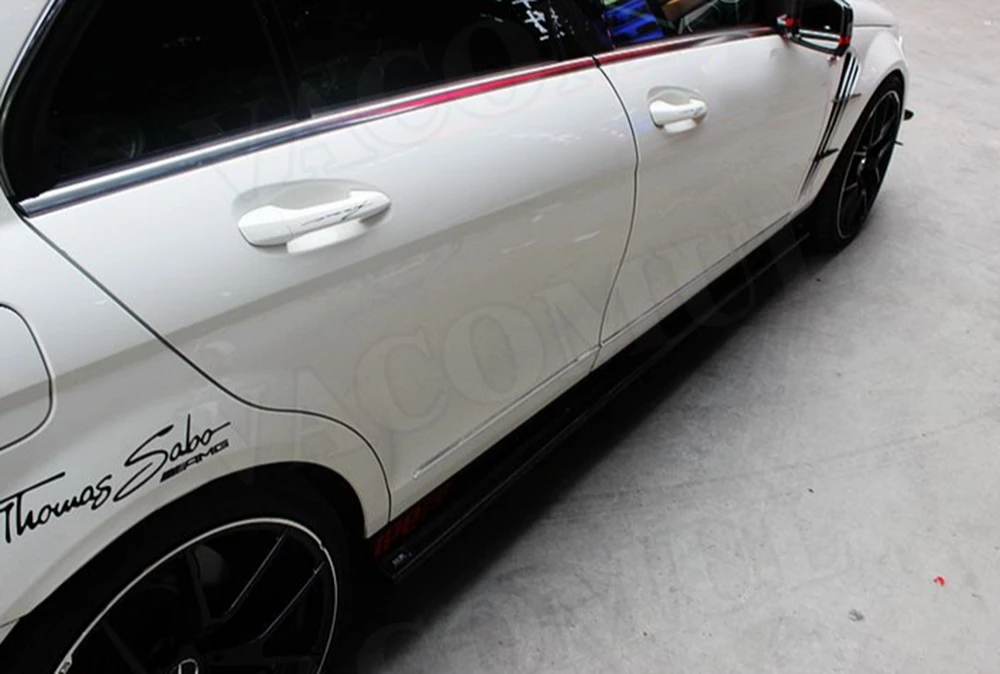 Для Benz C Class W204 C204 C300 C63 AMG 2012- углеродного волокна/FRP сбоку юбка бампера для губ средства ухода за кожей комплект