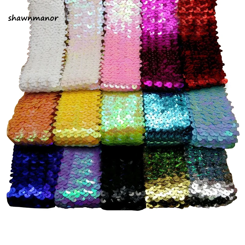 5 метров рядов эластичная кружевная отделка с блестками для DIY пояса головной