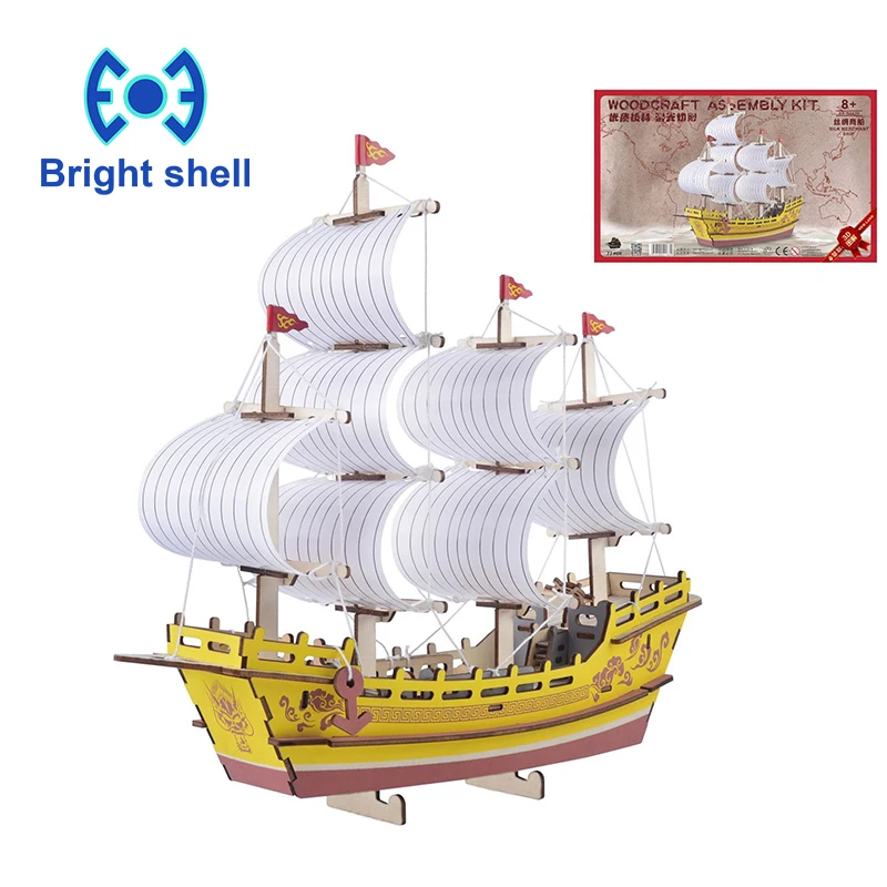 

DIY Laser Cutting 3D Nautical ship Wooden Puzzle Learning Educational Toy Game Assembly Toys for Children Jigsaw Kids Toys