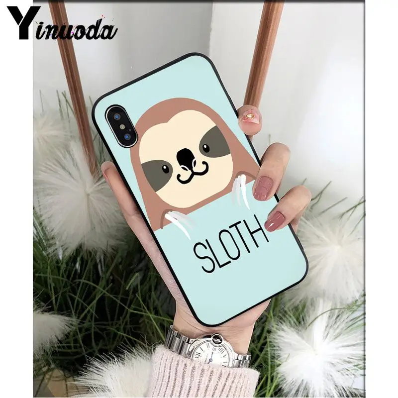 A5 Yinuoda кофеиновое животное Ленивец черный ТПУ Мягкий силиконовый чехол для телефона чехол для iPhone X XS MAX 6 6s 7 7plus 8 8Plus 5 5S SE XR - Цвет: A5