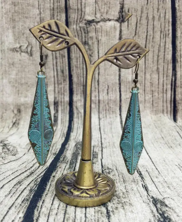 Светло-желтый, золотистый цвет Jhumki винтажные Бронзовые женские серьги с лунным цветком в форме руки, хиппи, цыганский родовой, пакистанский, этнический, милый, ювелирное изделие для женщин - Окраска металла: Светло-желтый, золотистый цвет