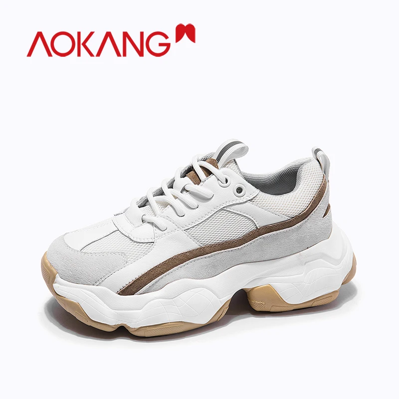 Женские кроссовки на платформе AOKANG черные из вулканизированной резины