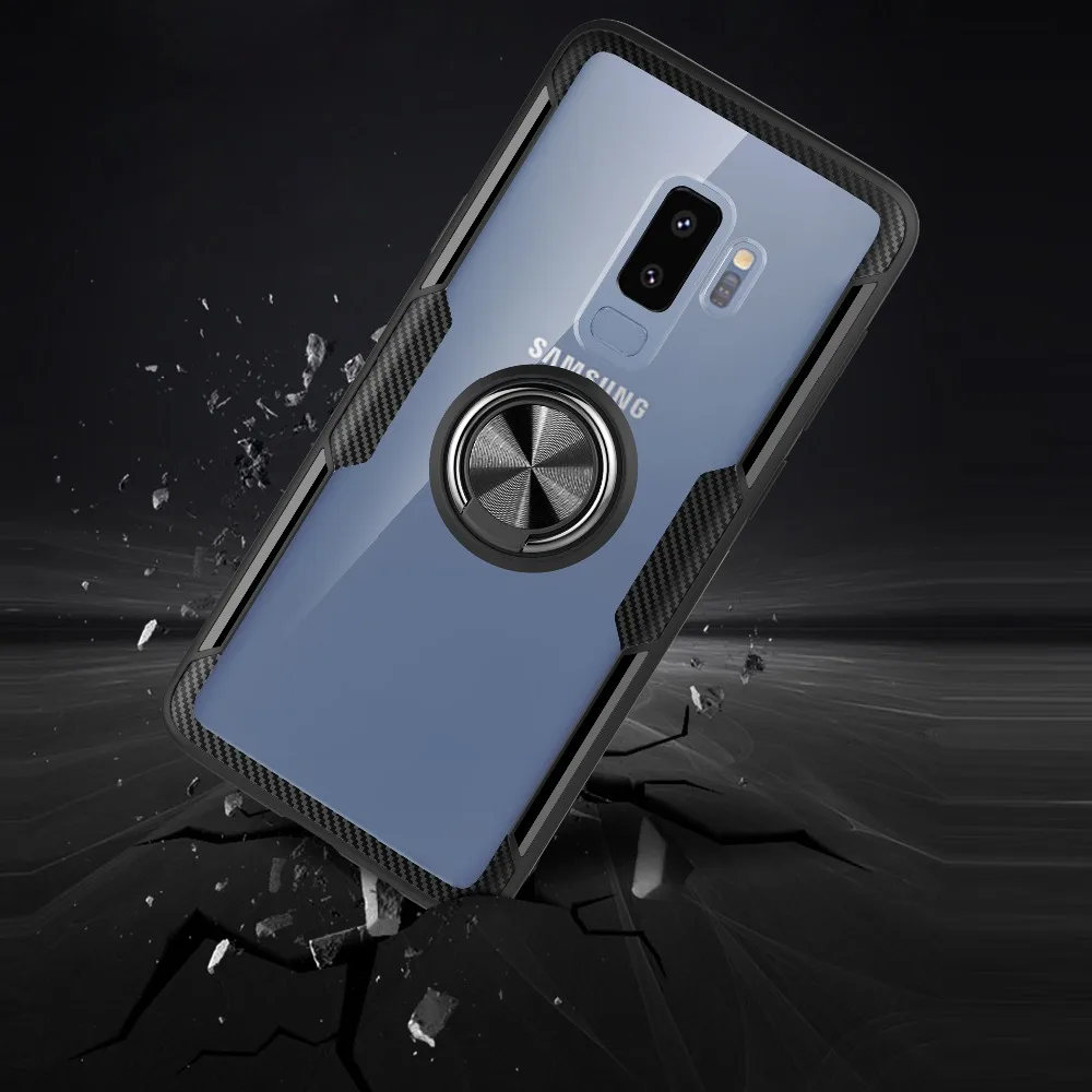 Чехол-подставка с магнитным кольцом для Samsung Galaxy S9 Plus Ультратонкий Прозрачный