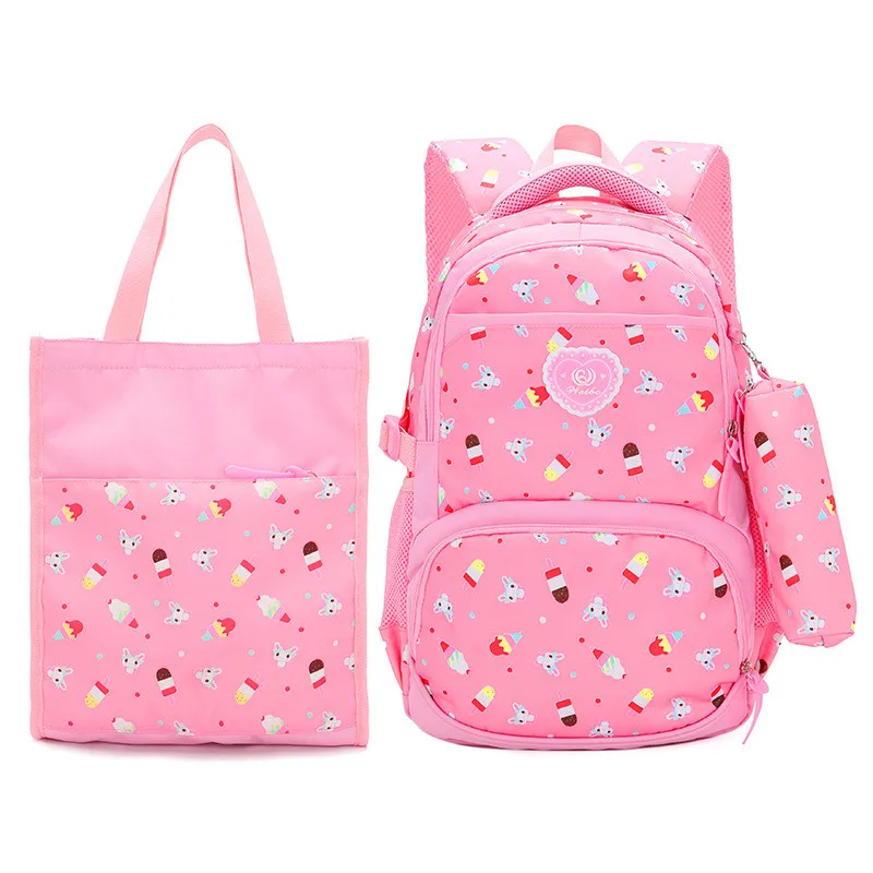 pink 3 шт./компл. школьные ранцы школьный модная детская одежда милые рюкзаки для детей с рисунком из геометрических фигур для девочек-подростков, школьный Студент печать рюкзак Mochila - Цвет: pink