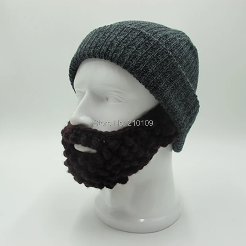 Mr.Kooky Novelty Winter Cool Solid Warm Soft Beard Beanies Skull Hats Knitted Touca Gorro Party Cap Men's Women's Birthday Gifts |