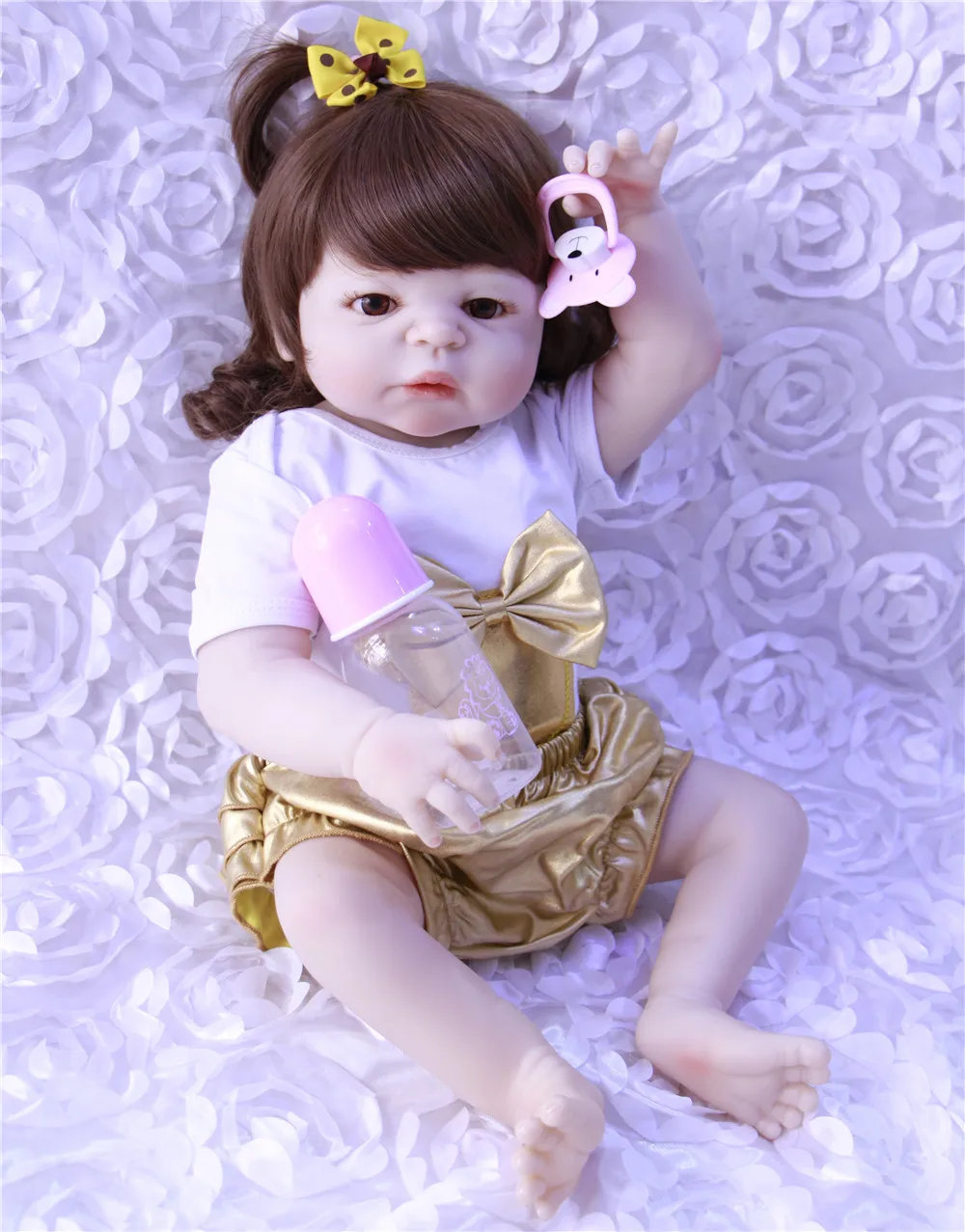 

Кукла Bebe, Кукла reborn 23 ", полностью силиконовая кукла reborn для маленькой девочки, настоящая кукла для новорожденной принцессы BJD, кукла can bathe ...