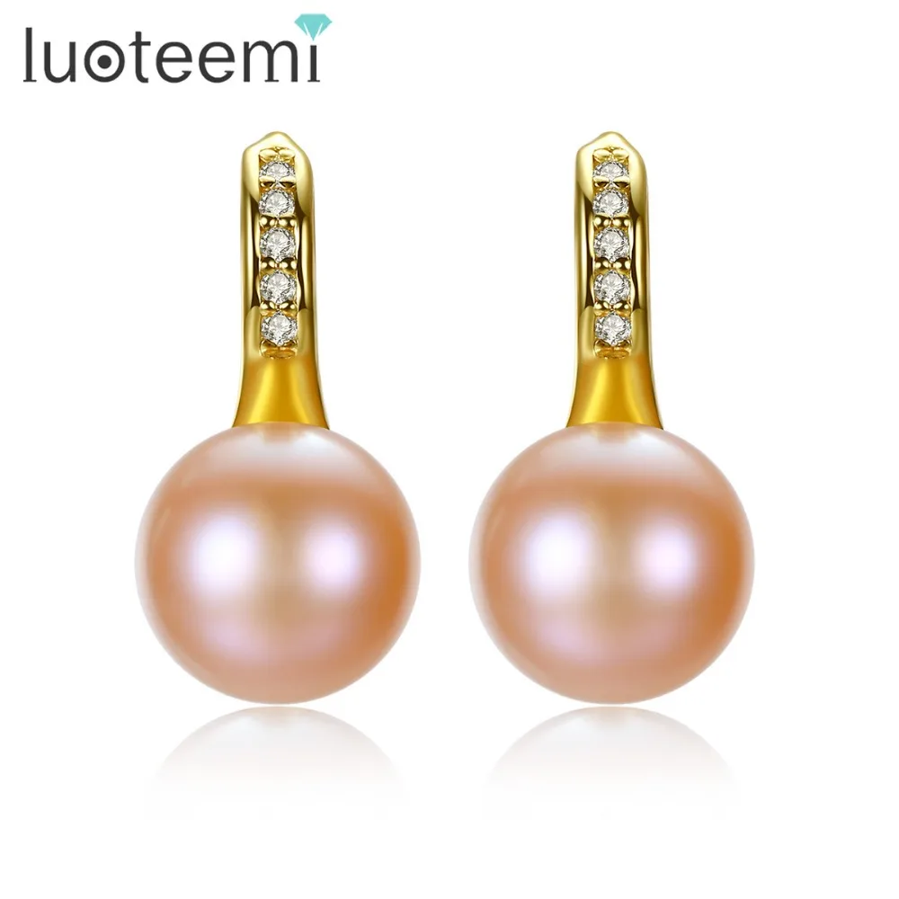 LUOTEEMI, модные ювелирные изделия, 925 серебряные серьги, белые, розовые, фиолетовые, натуральный жемчуг, свисающие серьги для женщин, подарок для невесты