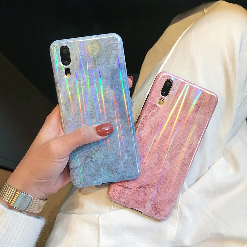 Лазерные глянцевые мраморные чехлы для телефонов huawei P30 P20 P10 Pro mate 20 Pro IMD, мягкий ТПУ чехол для Honor 10 Nova 3 3i, задние чехлы