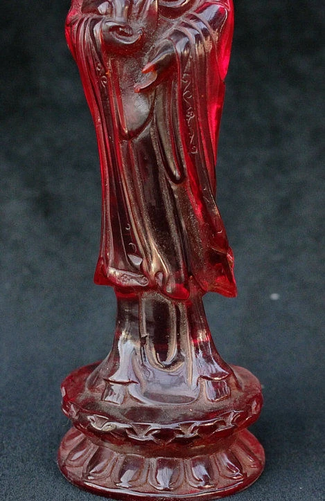 10 &quotКитайский Янтарный резной Kwan yin Guan Boddhisattva Avalokiteshvara статуя мальчика|Статуи и