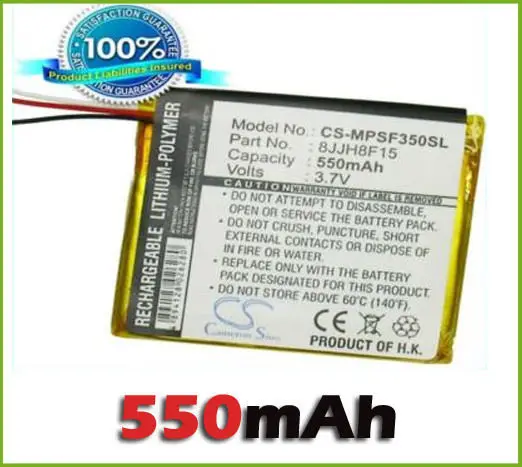 Обновление для iPOD/MP3/PMP батареи SanDisk Sansa Fuze 4 GB 8GB (550 mAh)|550 mah|battery for ipodipod battery |