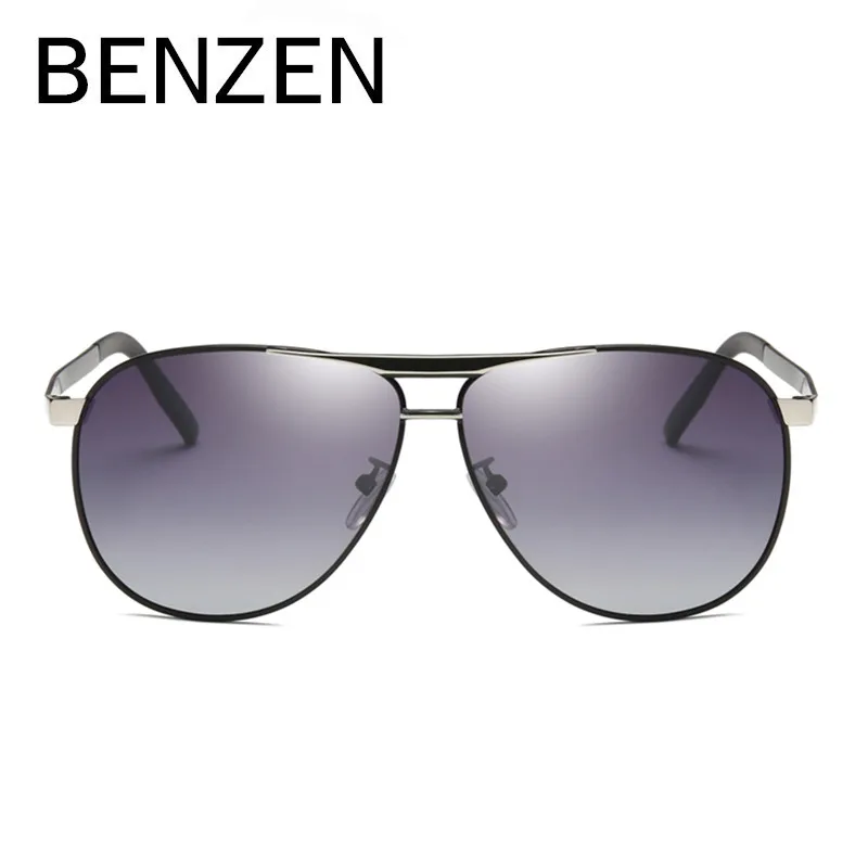 Солнцезащитные очки BENZEN Polarized для мужчин с металлической оправой, авиационные очки с защитой от УФ-лучей 400, водительские очки Gafas Shades с чехлом 9263 on.