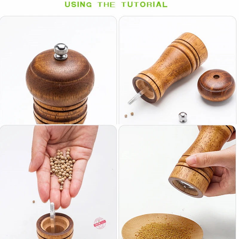 Деревянная мельница для соли и перца инструмент специй соль регулируемая