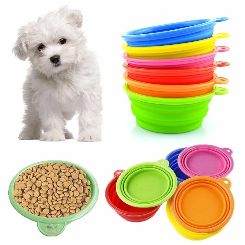 Hot Sale Kawaii Pet Dog Cat Portable Silicone Collapsible Travel Feeding Bowl Water Dish Folded Feeder High Quality | Дом и сад