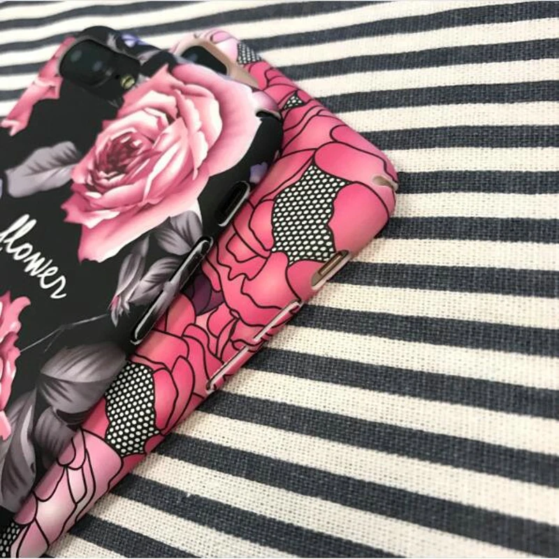 Flowers Phone Case For iPhone 7 8 plus 6 6S Coque Funda Plastic Hard iphone 7Plus Back Cover |