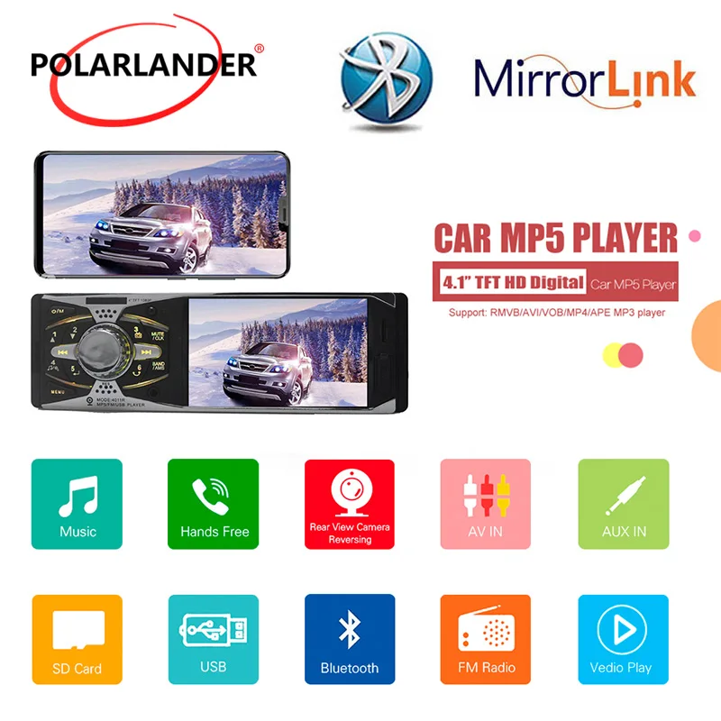 Автомагнитола с MP3 плеером/MP5/FM 12 В USB SD AUX 4 1 дюйма|Автомобильные радиоприемники| |