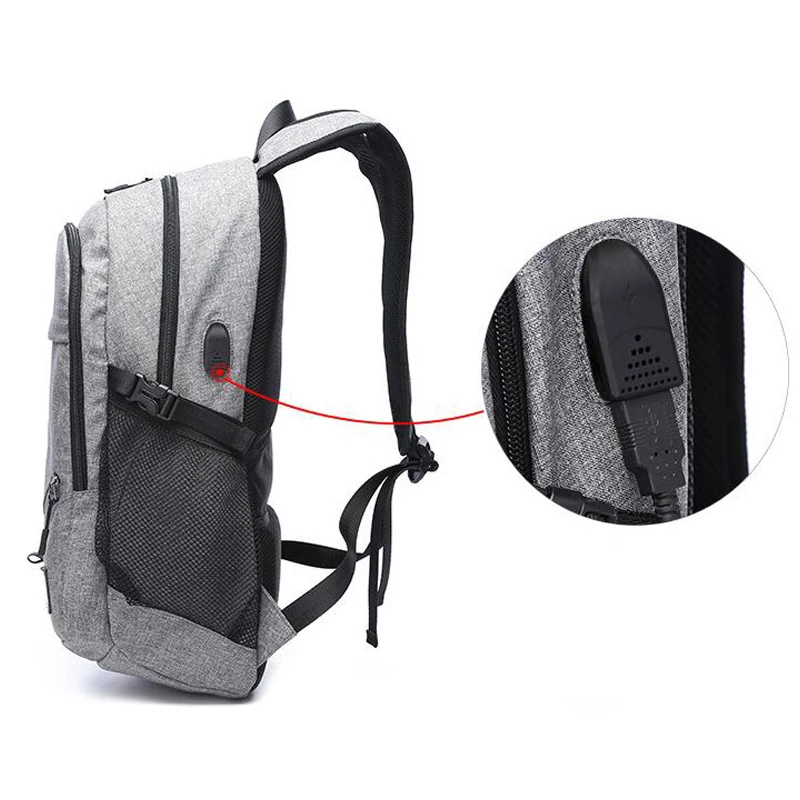 

Canvas Backpack USB Charging Port , Lightweight Anti-Theft Travel Daypack College Student Rucksack Backpack