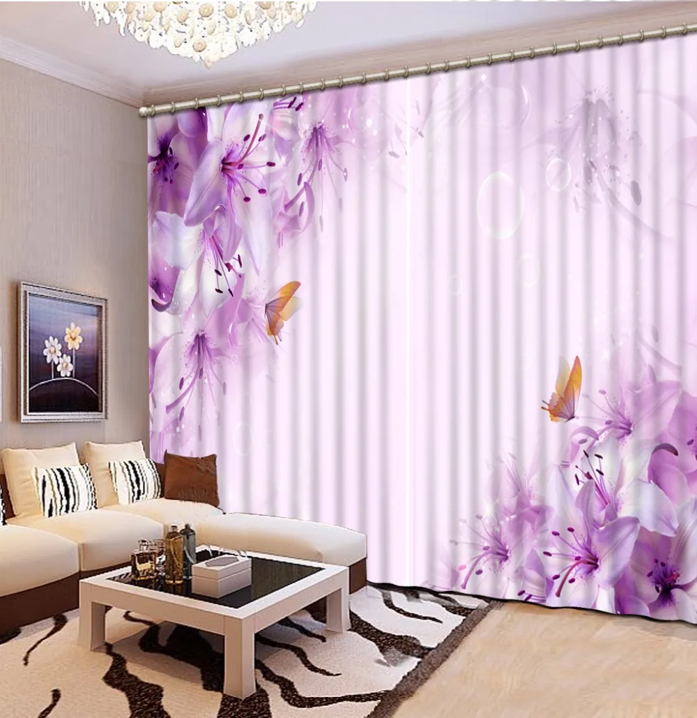 

Customize Beautiful flowers Blackout Window Curtain for living Room 3D Window Curtains For Living Bedroom decoration