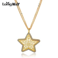 longway gold color star hol pendants multi layer long chain necklaces with austrian crystal bijoux femme gift sne150884103