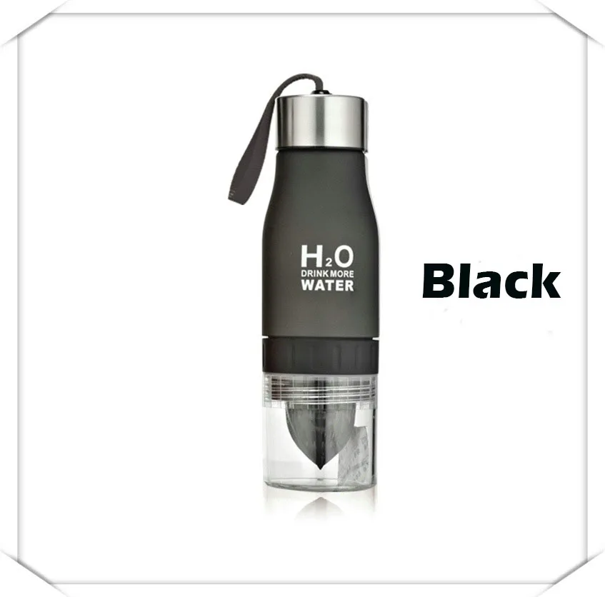 Black 650 мл H2O лимонная бутылка для сока воды фруктового сеточка для заваривания, сосуд для питья для занятий спортом на открытом воздухе мой шейкер бутылка без добавления бисфенола А D30 - Цвет: Black