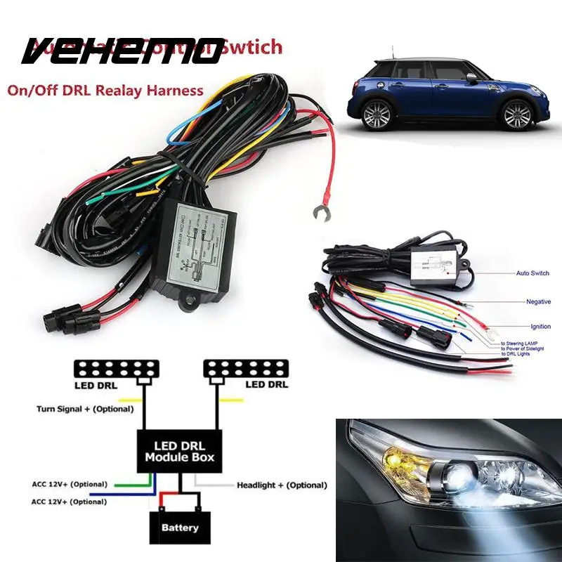 12 V светодиодный дневные ходовые огни фары на автоматическом переключателе